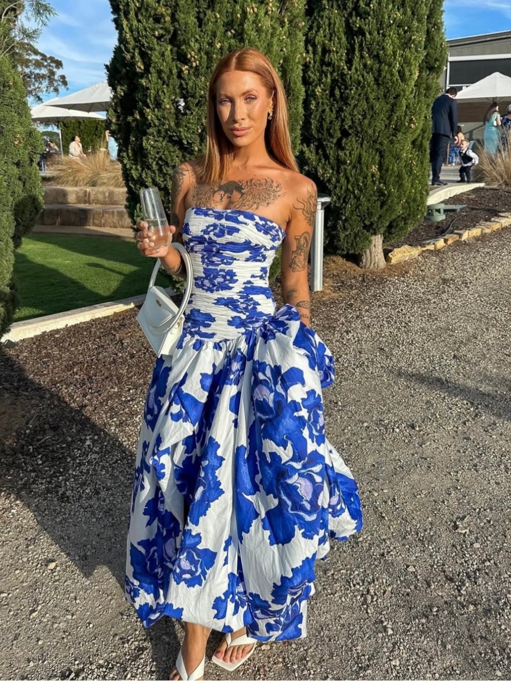 Aje Behold Maxi Dress Strapless Blue & White Floral Size AU 6 (US 2) - Picture 3 of 12